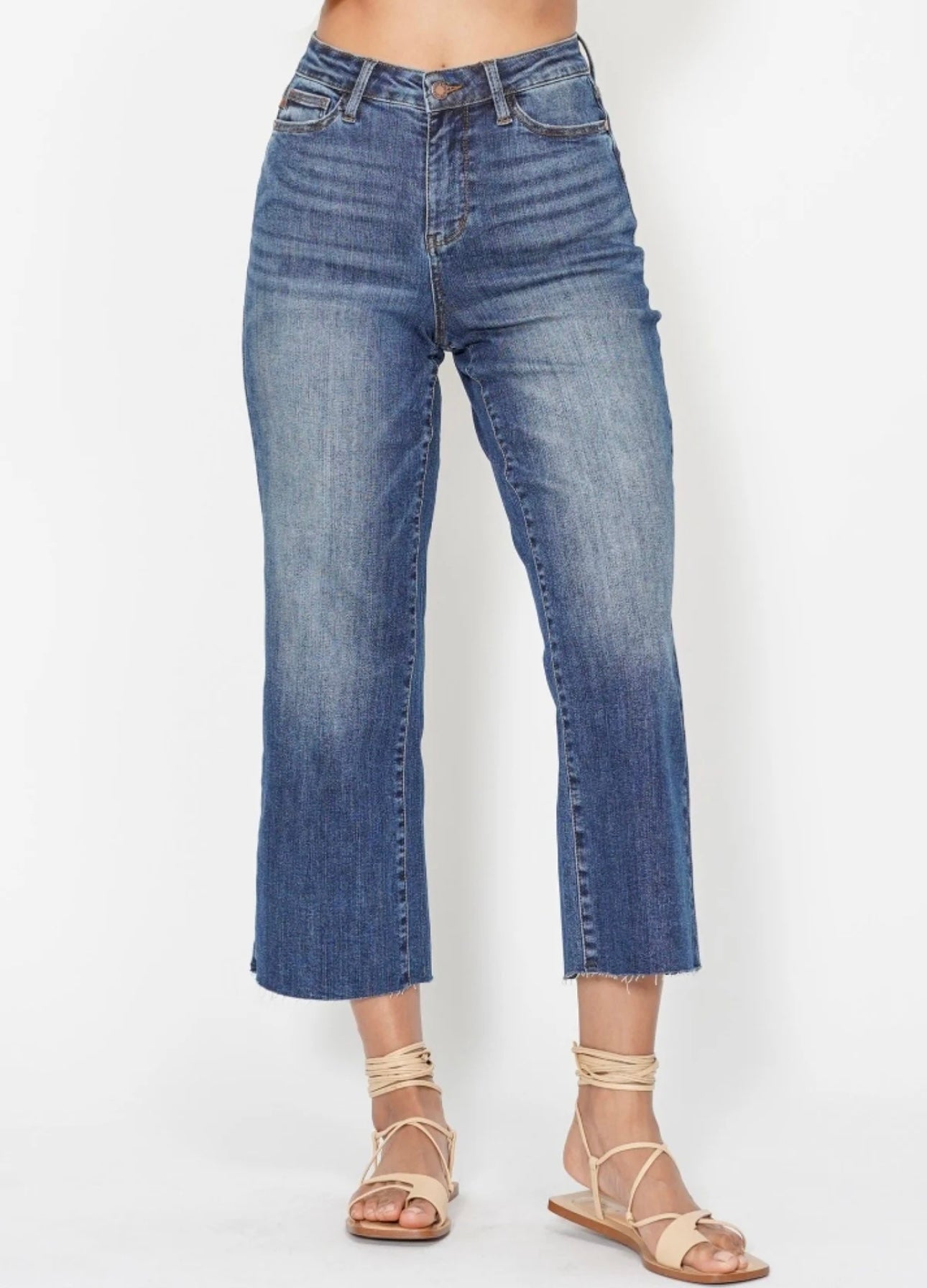 Judy Blue High Waist Pocket Embroidery Crop Wide-88873PL