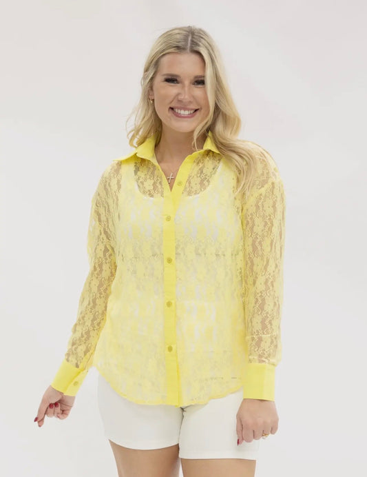 Lace Button Down