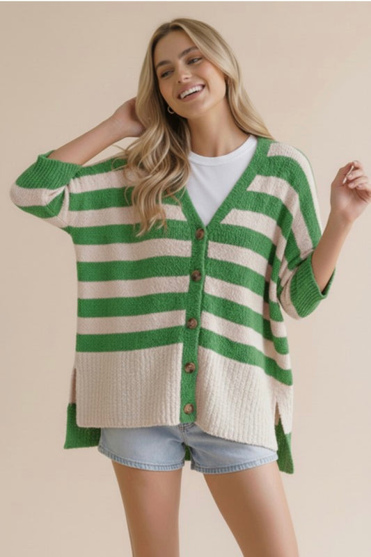 Green striped sweater