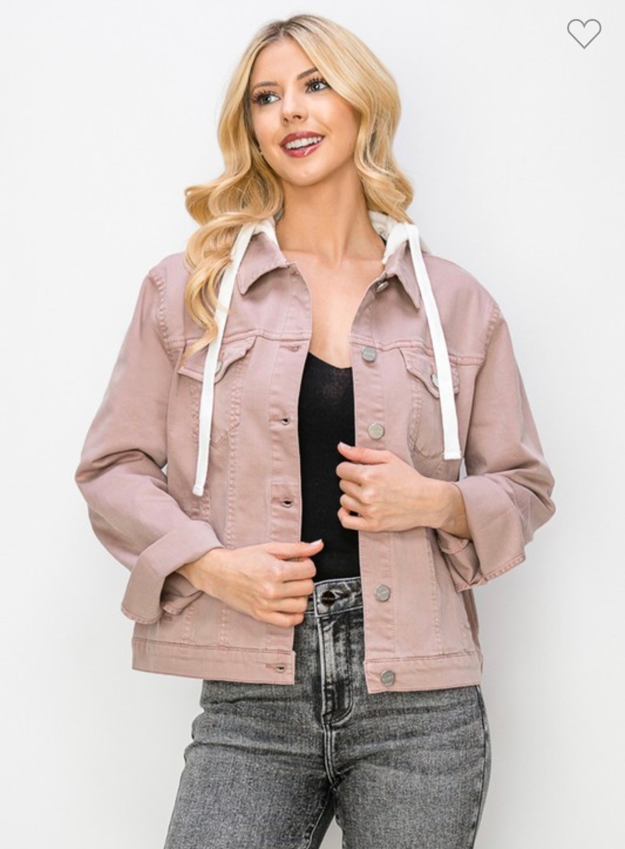 Mauve Oversized w/ detachable Hood Denim Jacket