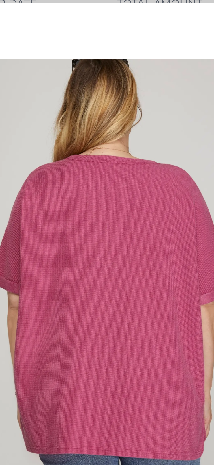 V Neck Top with Stud Detail in BERRY