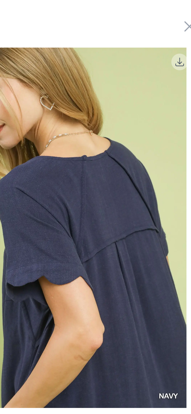 Scalloped Hem Dress with Pockets in Navy