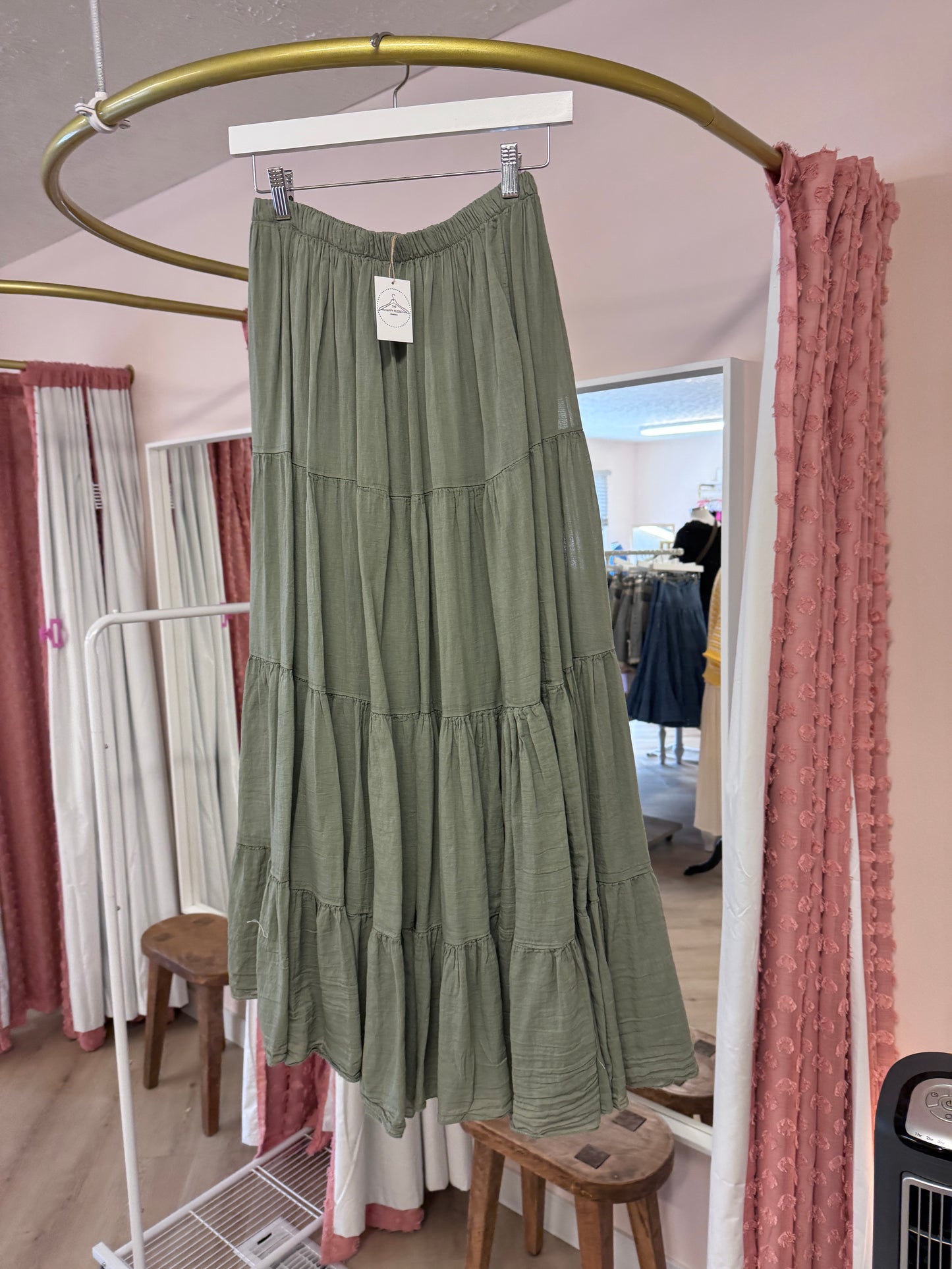 Made in Italy olive maxi skirt