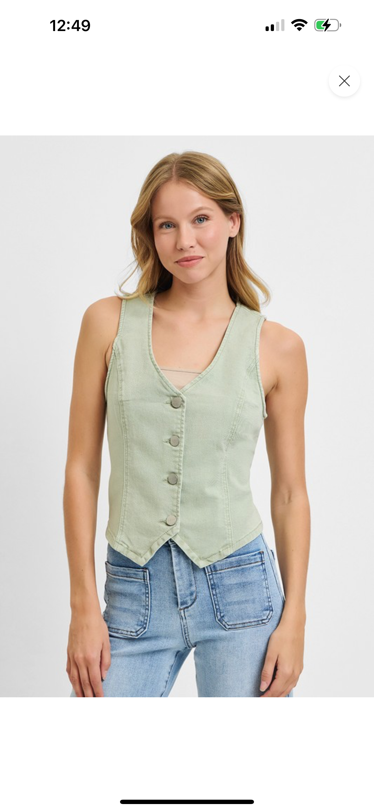 Denim Vest in Pistachio *Final Sale*