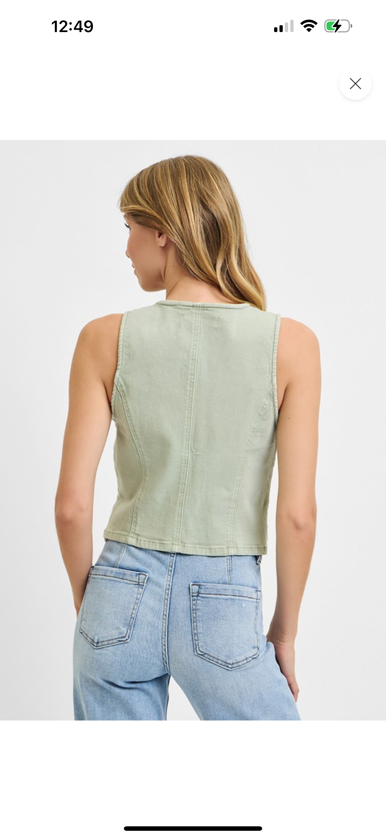 Denim Vest in Pistachio *Final Sale*