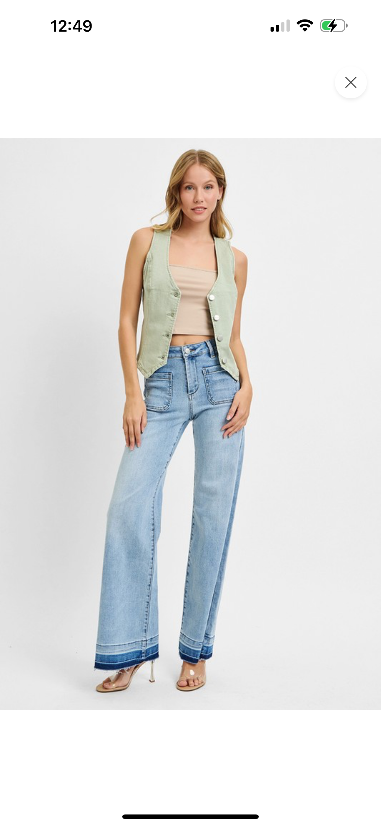 Denim Vest in Pistachio *Final Sale*