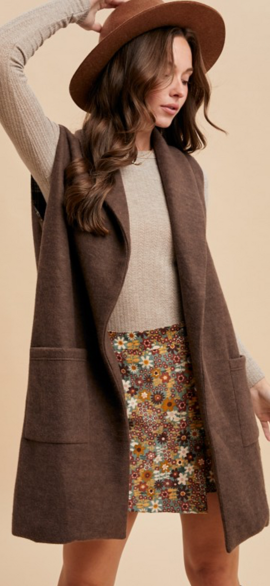 Shaw Collar Long Vest