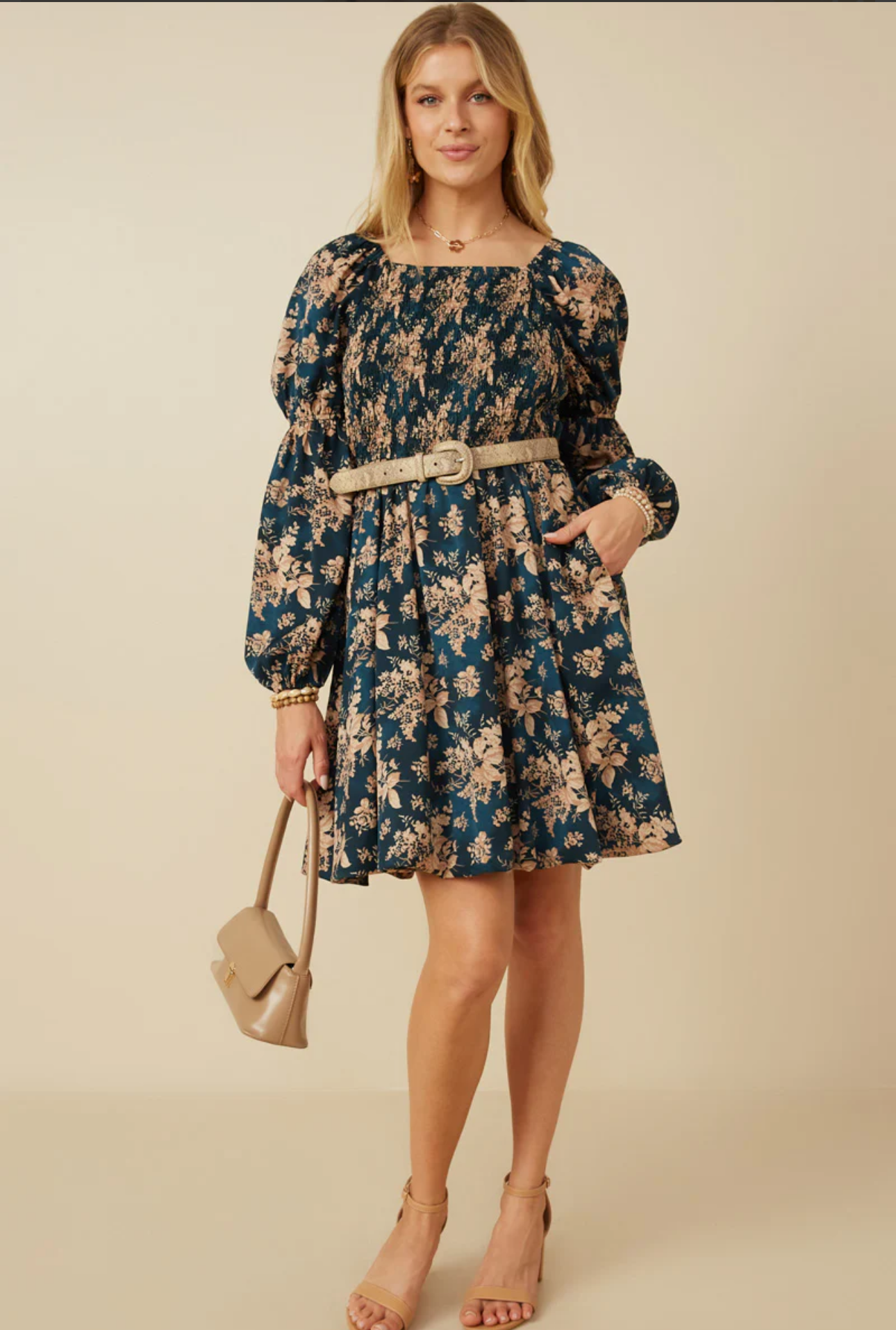 Floral Peasant Sleeve Dress