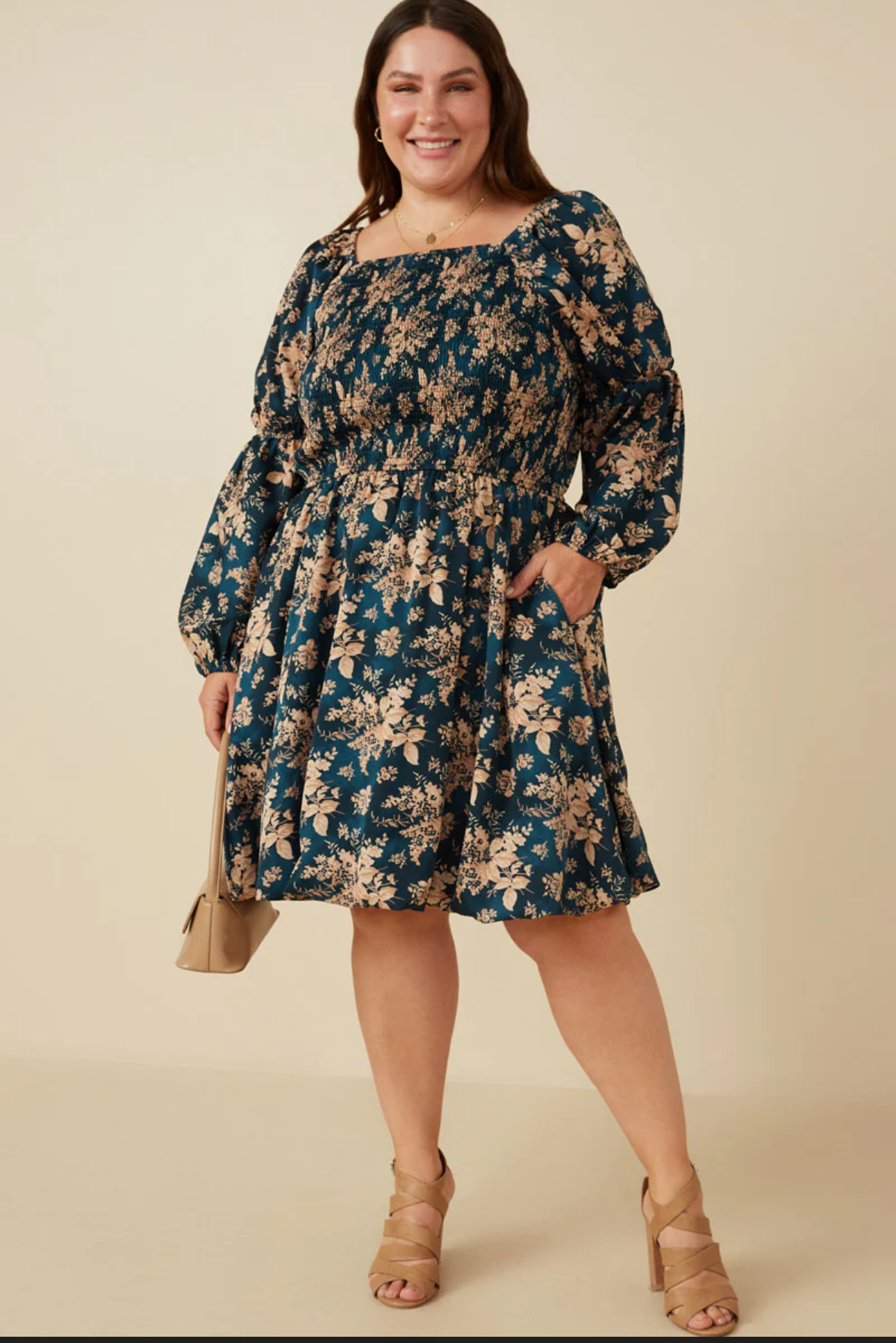 Floral Peasant Sleeve Dress