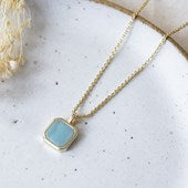 Florence Square Necklace / Gold/Amazonite
