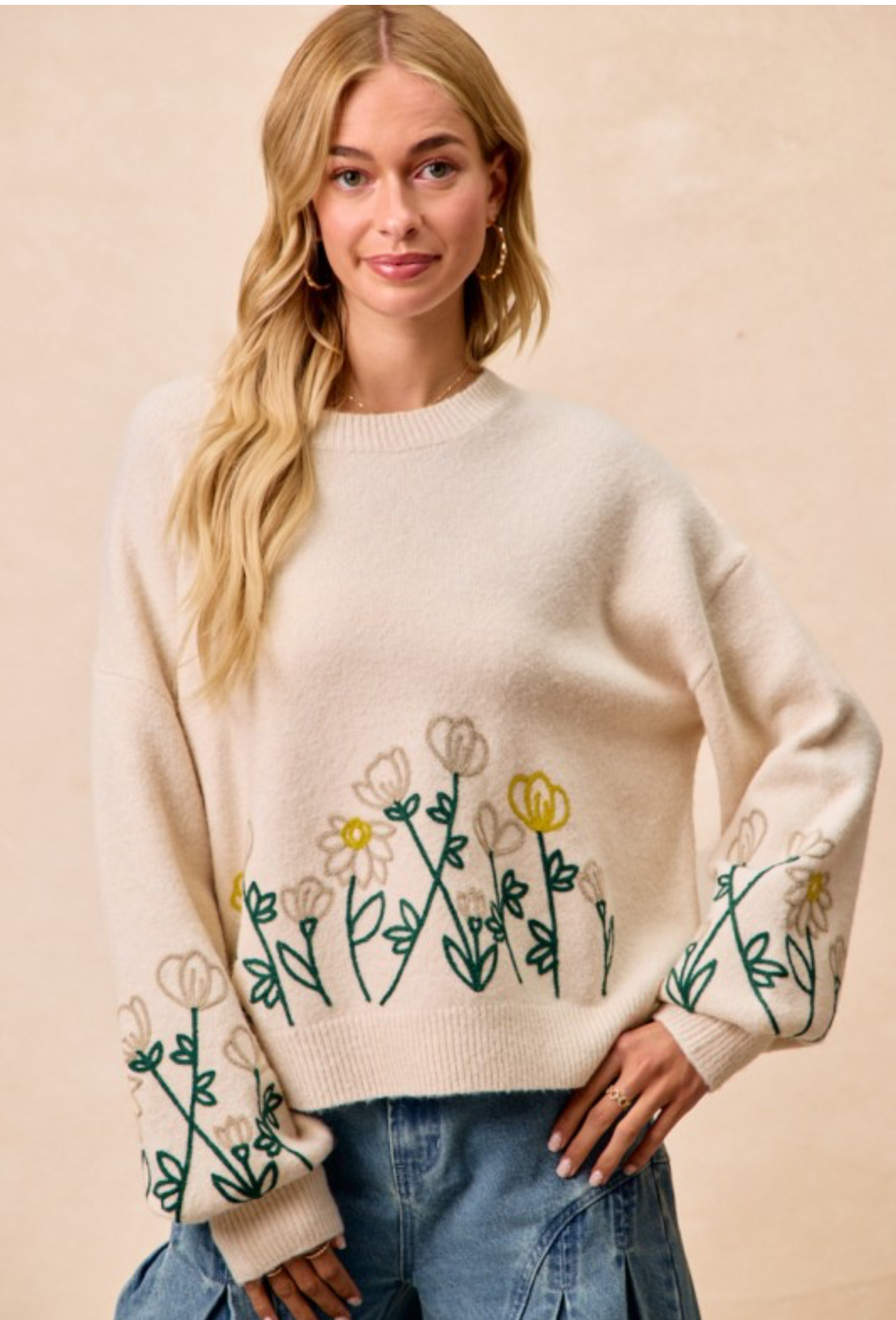 Flower Embroidered Sweater