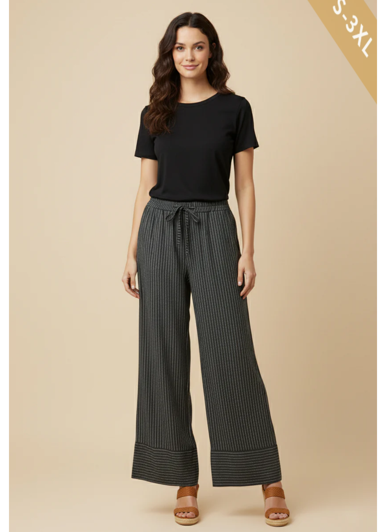 Olive Contrast Stripe Drawstring Pants