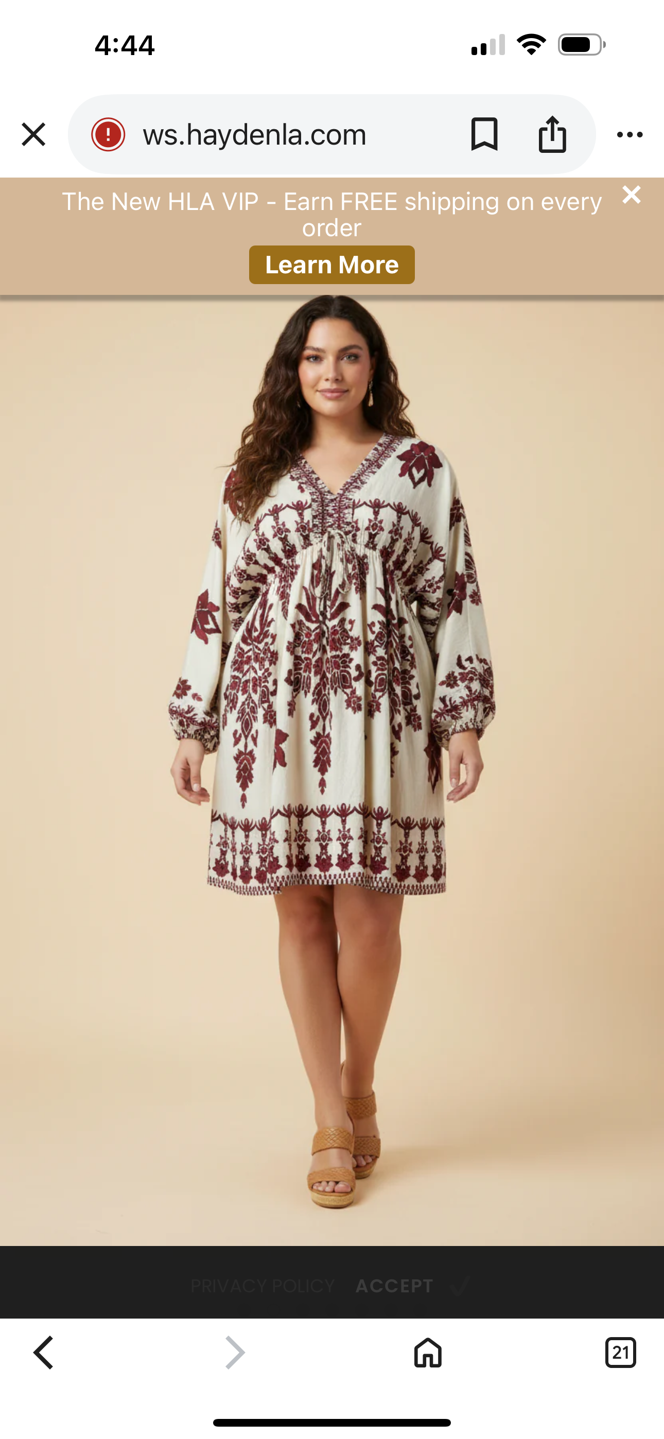 Border Print V Neck Dress