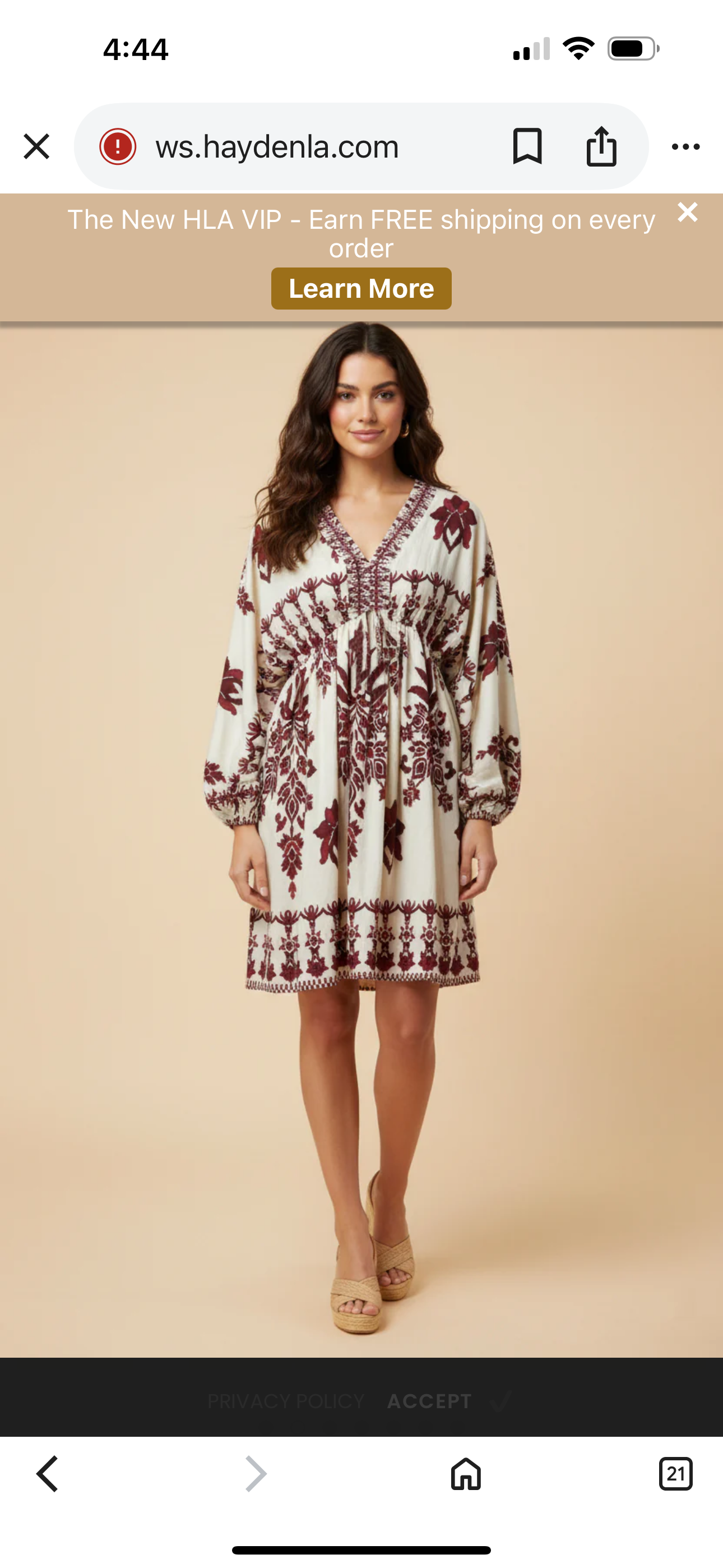 Border Print V Neck Dress
