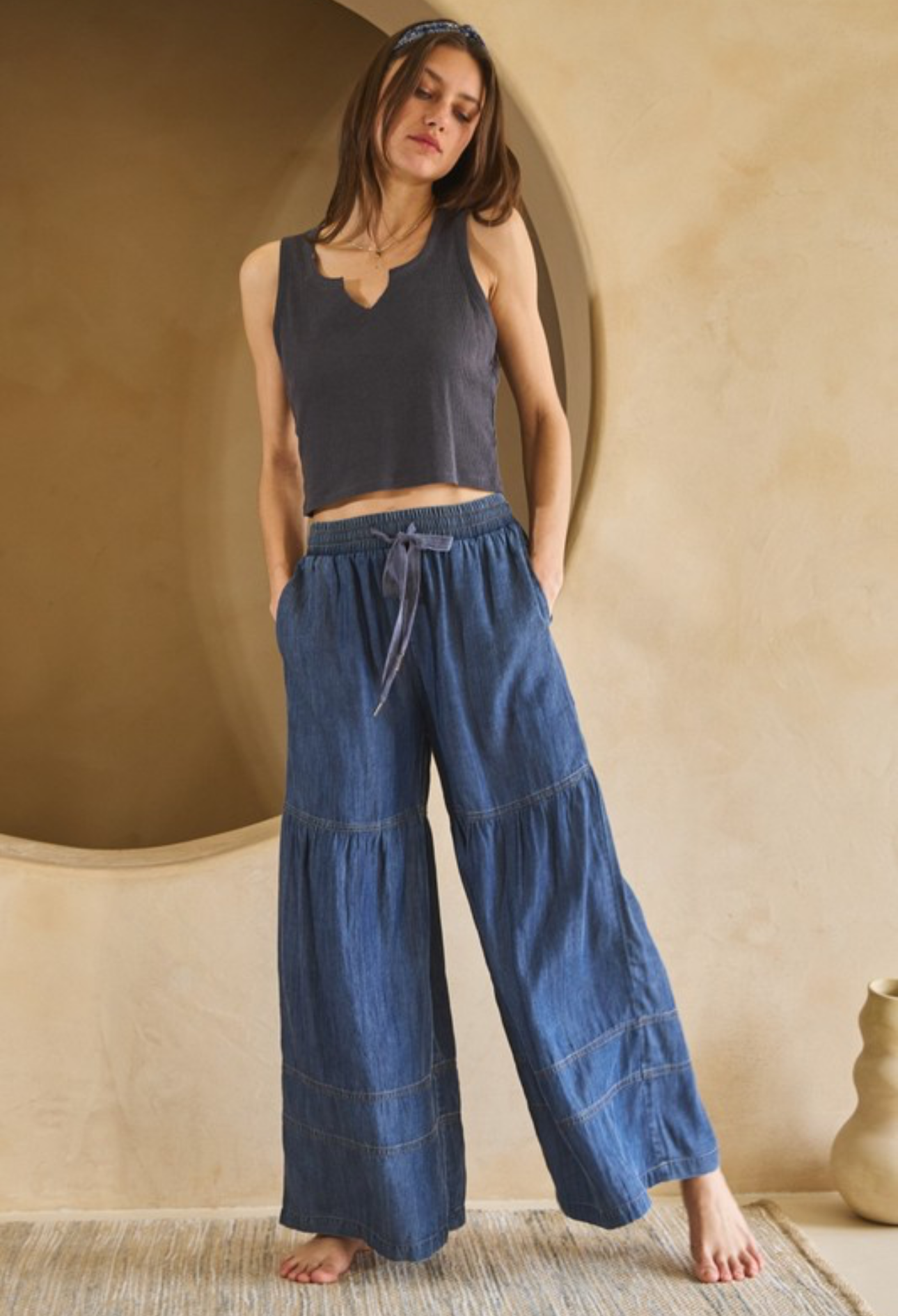 Washed Dark Chambray Pants