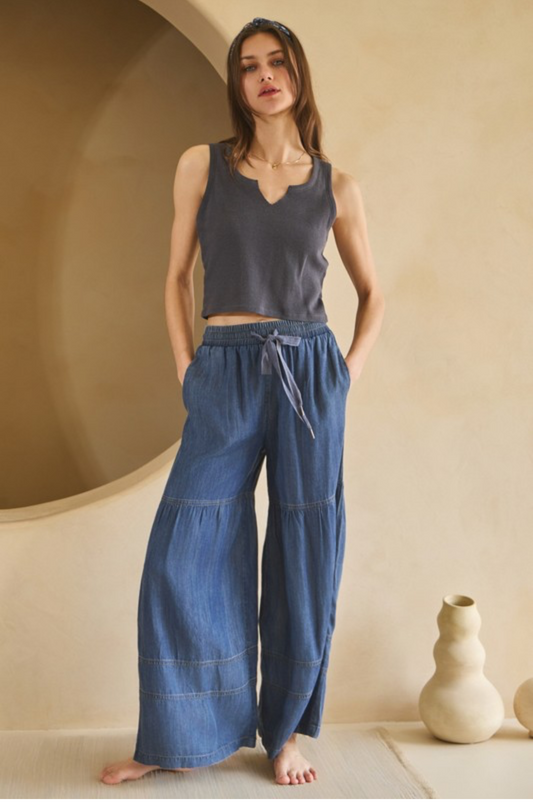 Washed Dark Chambray Pants