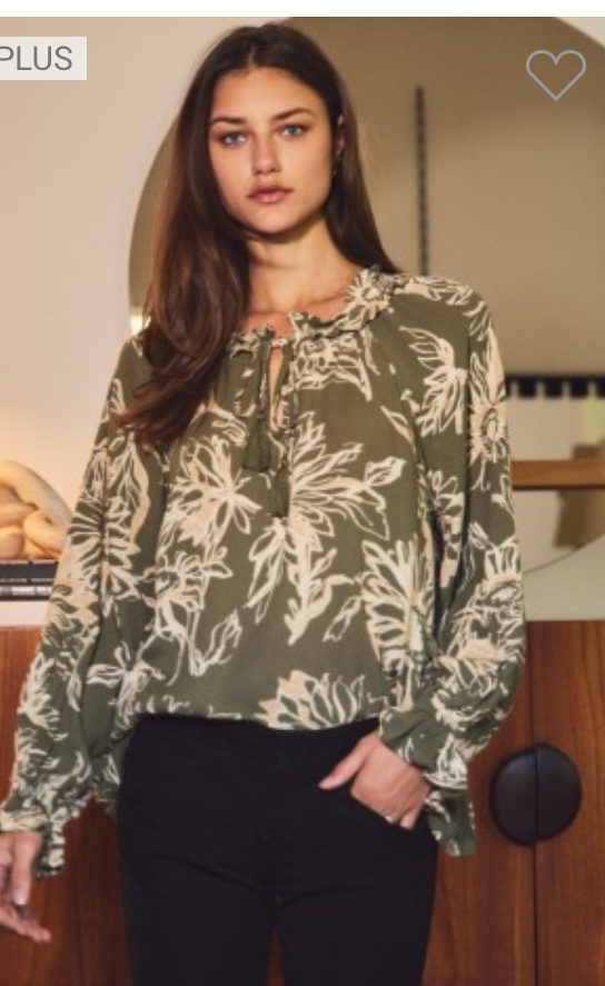 Green Floral Blouse