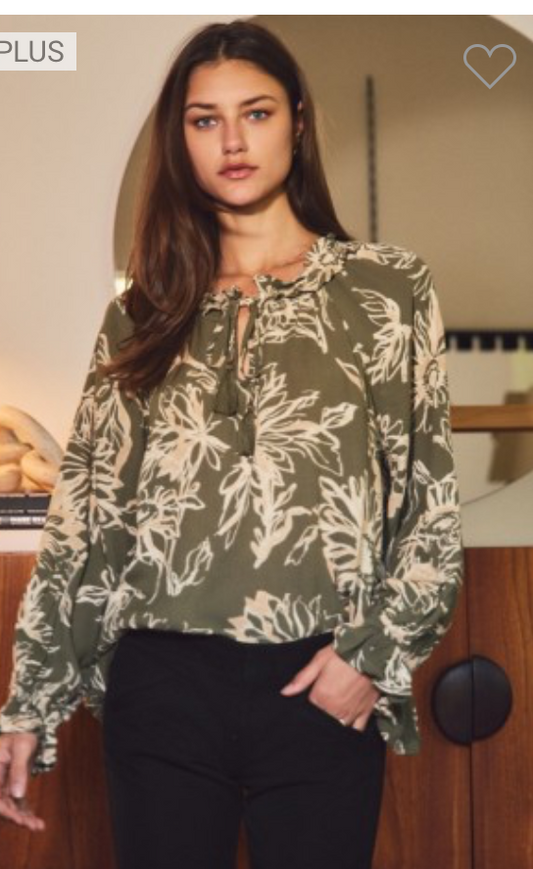 Green Floral Blouse