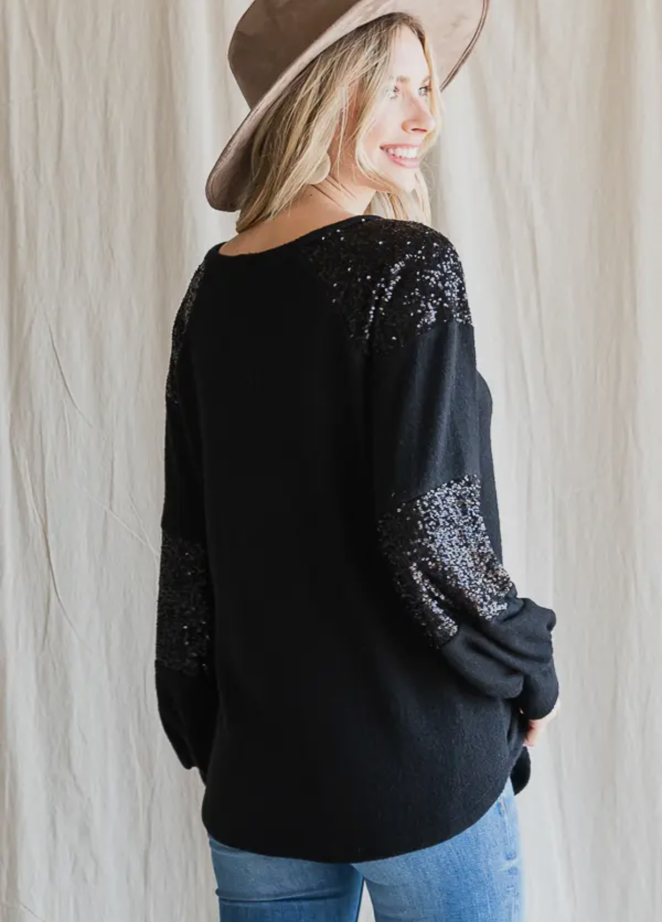Black Sequin Top (Made in USA)
