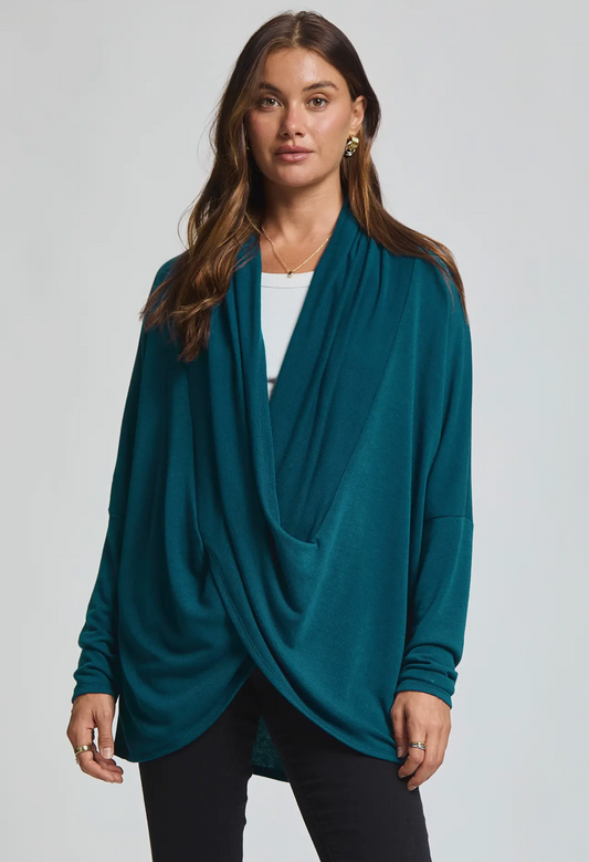 Teal Soft Drape Hacci Wrap Sweater