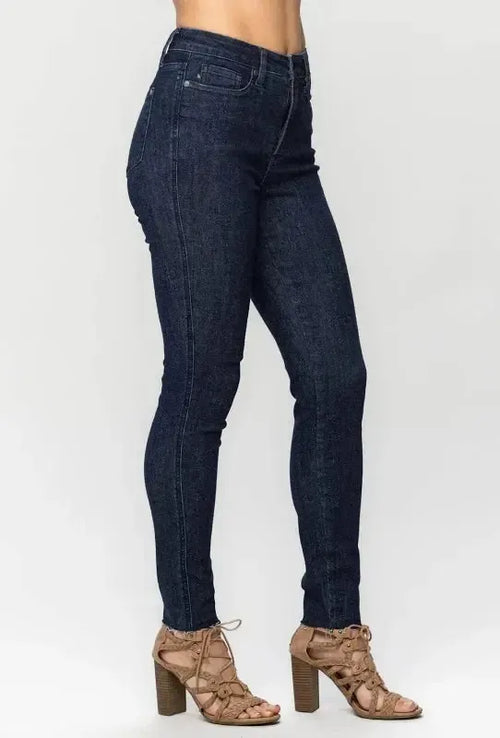 Judy Blue High Waist Tummy Control Raw Hem Skinny Denim Jeans 88703 *FINAL SALE*