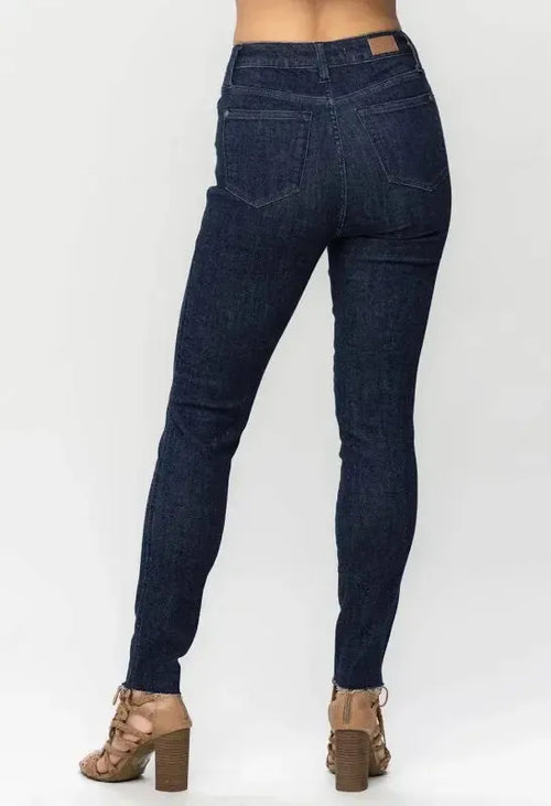 Judy Blue High Waist Tummy Control Raw Hem Skinny Denim Jeans 88703 *FINAL SALE*