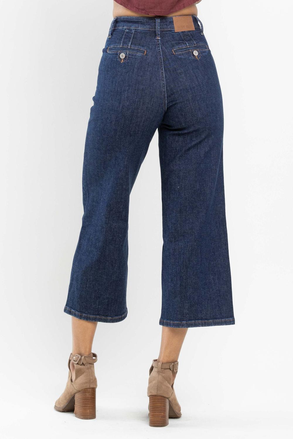 Judy Blue High Waist Tummy Control Tailored Wide Leg Crop Denim Jeans 88716 *FINAL SALE*