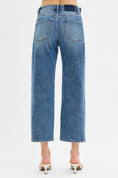 High Rise-Crop Barrel Jeans-Adjustable WB