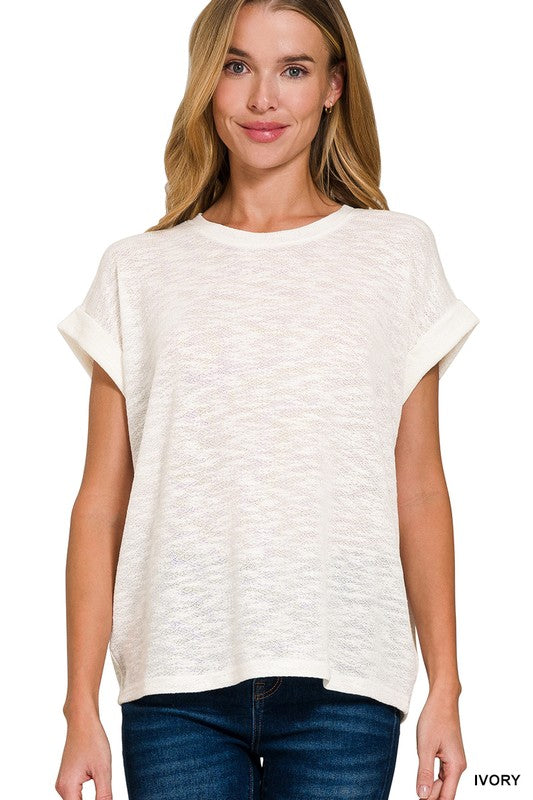 Hacci Slub Rolled Up Sleeve Tee
