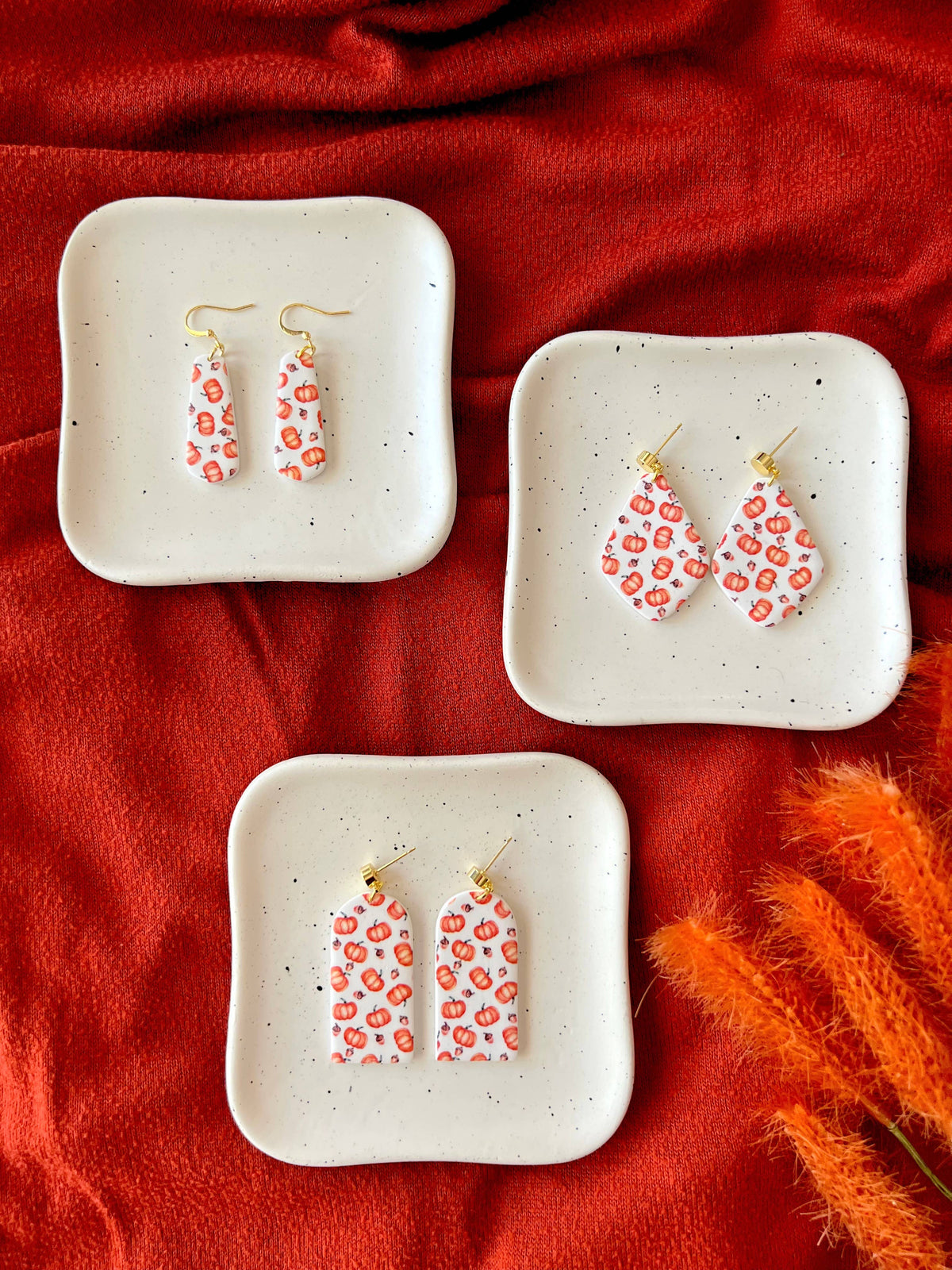 Pumpkin Patch Clay Earrings, Pumpkin Clay Earrings