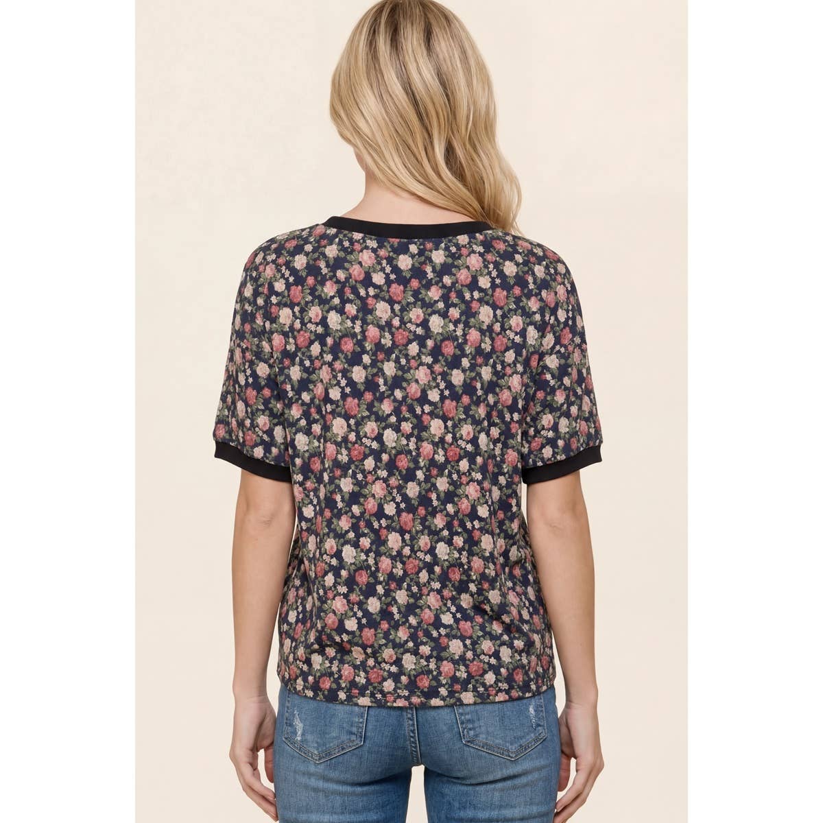 FLROAL PRINTED JERSEY TOP