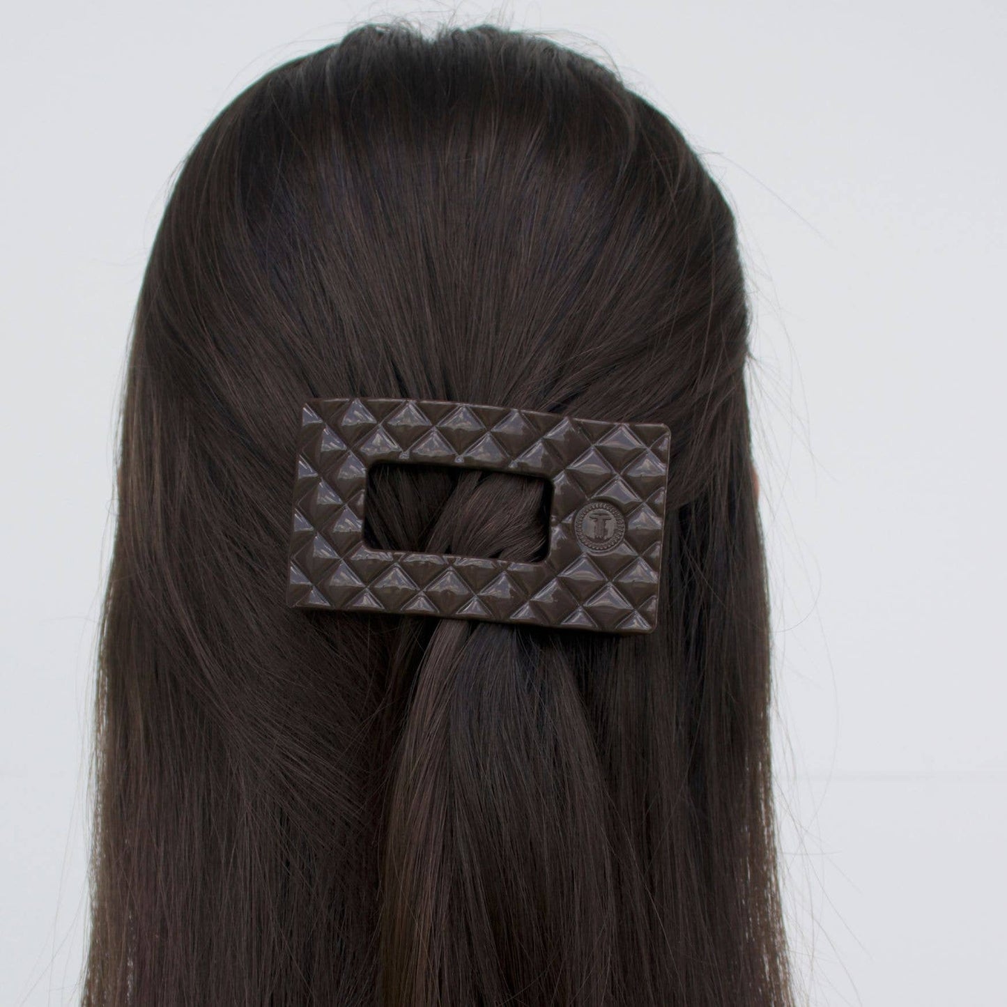 Flat Rectangle Hair Clip | Small | Truly Taupe Quilted