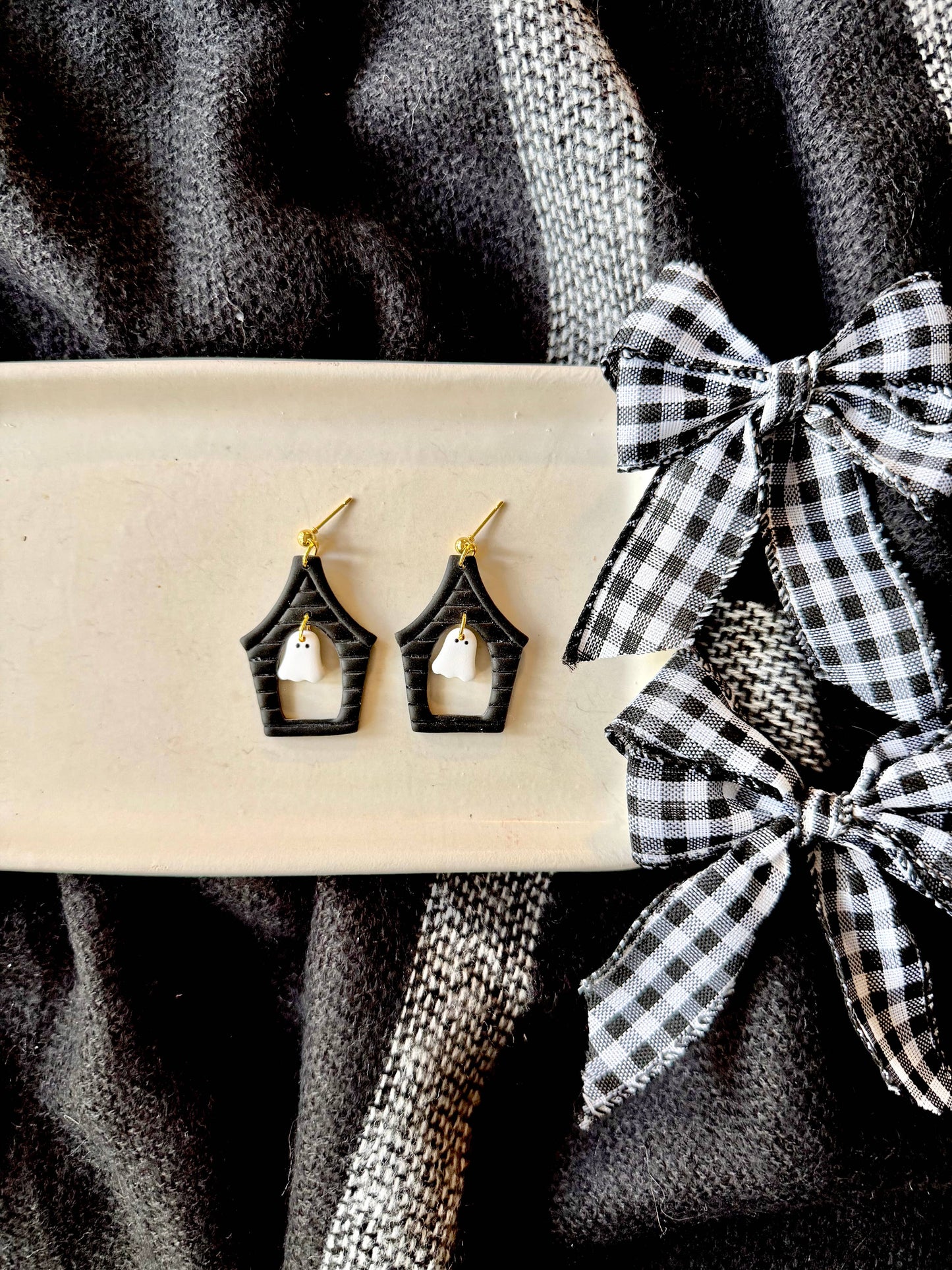 Haunted House Earrings, Halloween Earrings, Spooky Earrings
