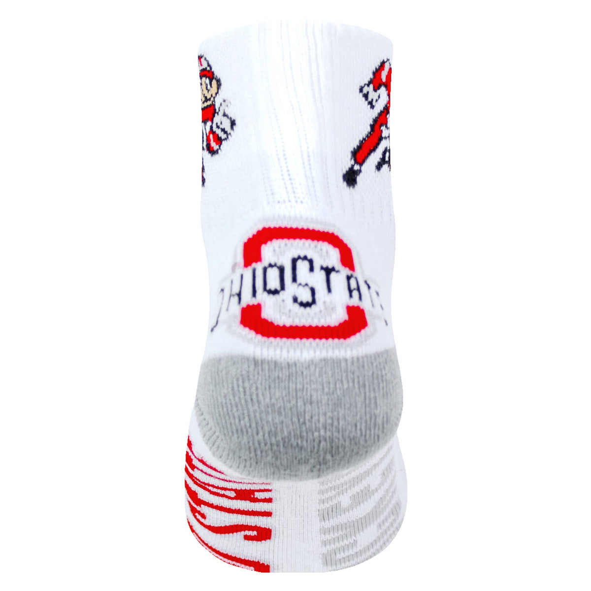 Ohio State Buckeyes White Quarter Socks - Brutus