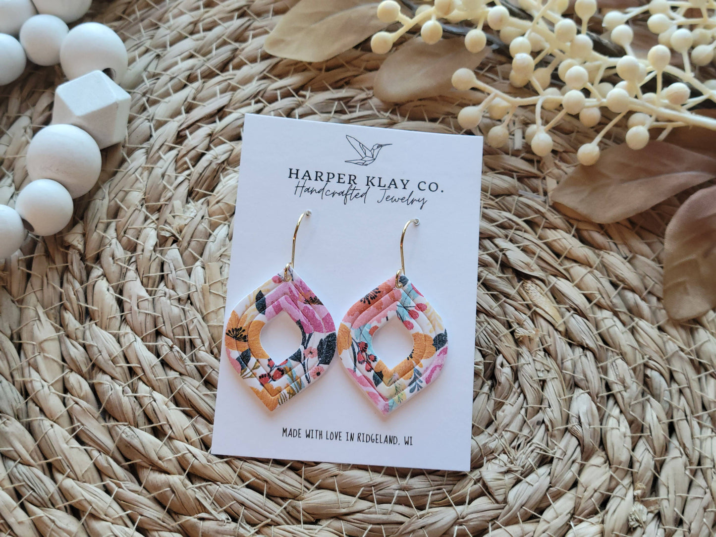 The Floral Teardrop Set- Polymer Clay Dangle Earrings