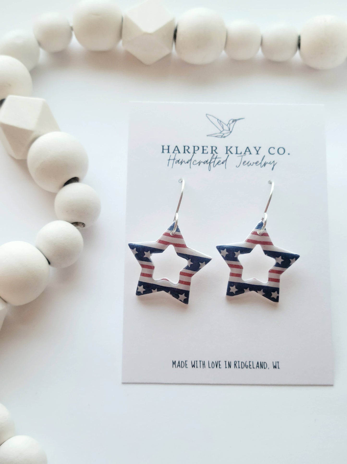 The Flag Star Set-Polymer Clay 4th of July Dangle Earrings