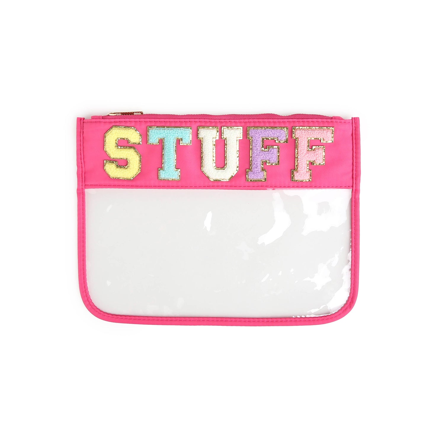 Varsity Letter Patch Clear Zippered Pouch Bag