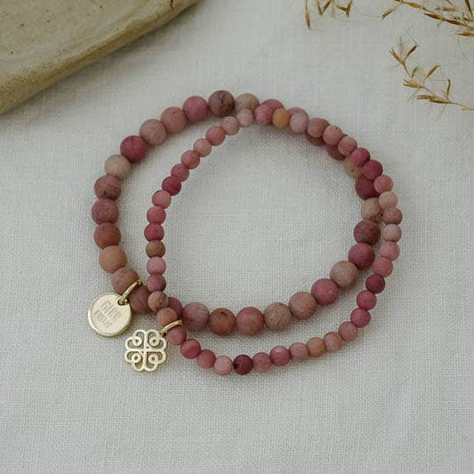 Stackem Up Bracelet-Pink Rhodonite