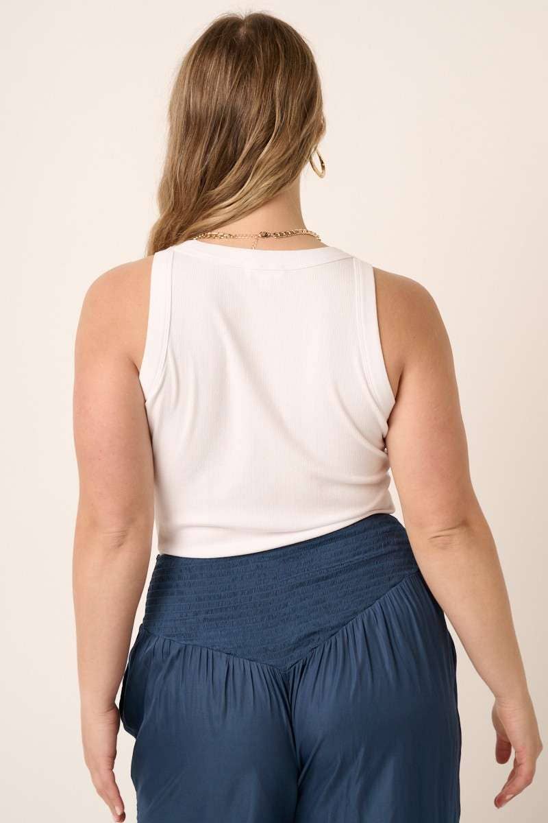 PLUS RIB KNIT ROUND NECK TANK