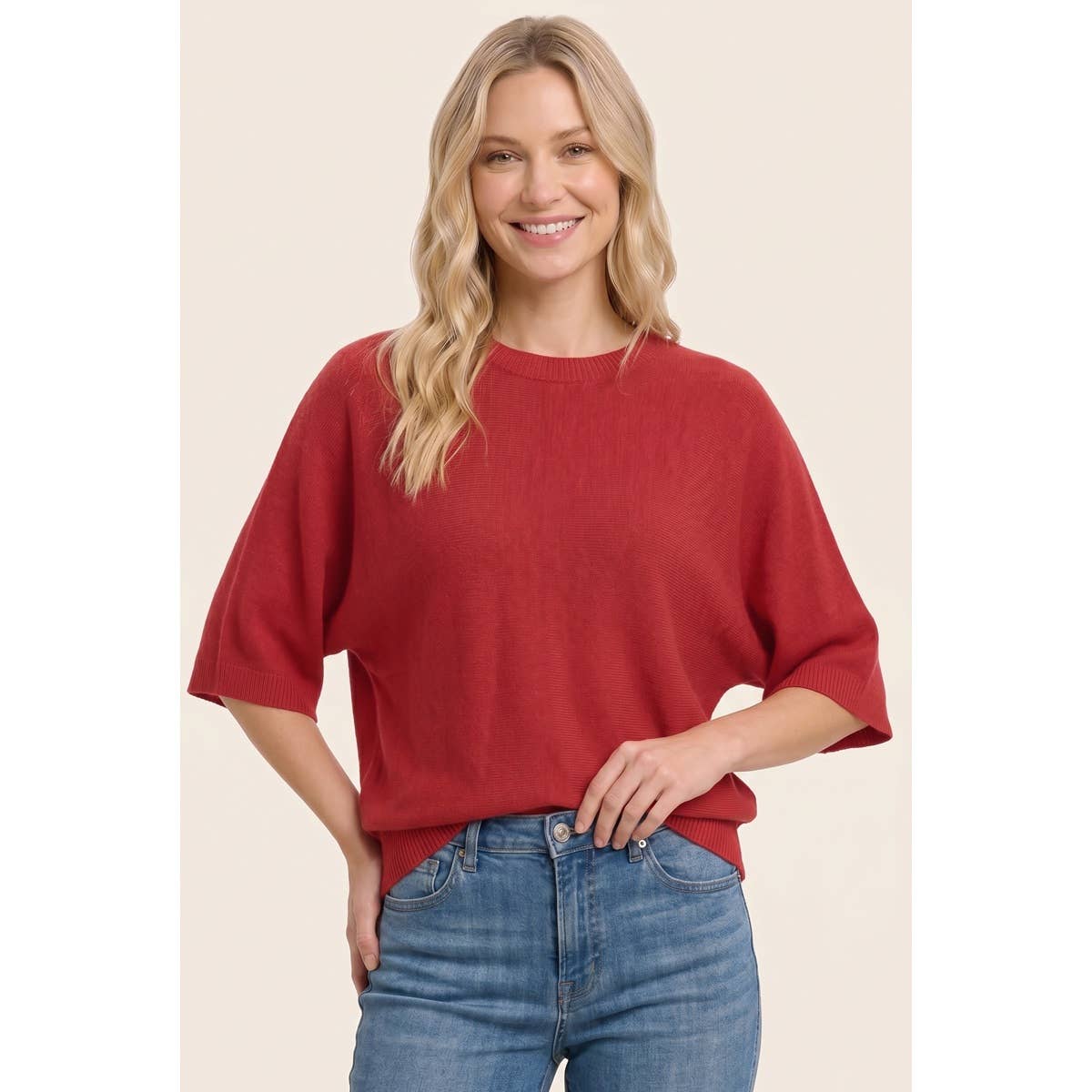 ELBOW SLEEVE SOLID SWEATER