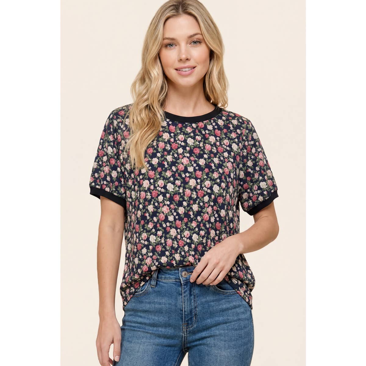 FLROAL PRINTED JERSEY TOP