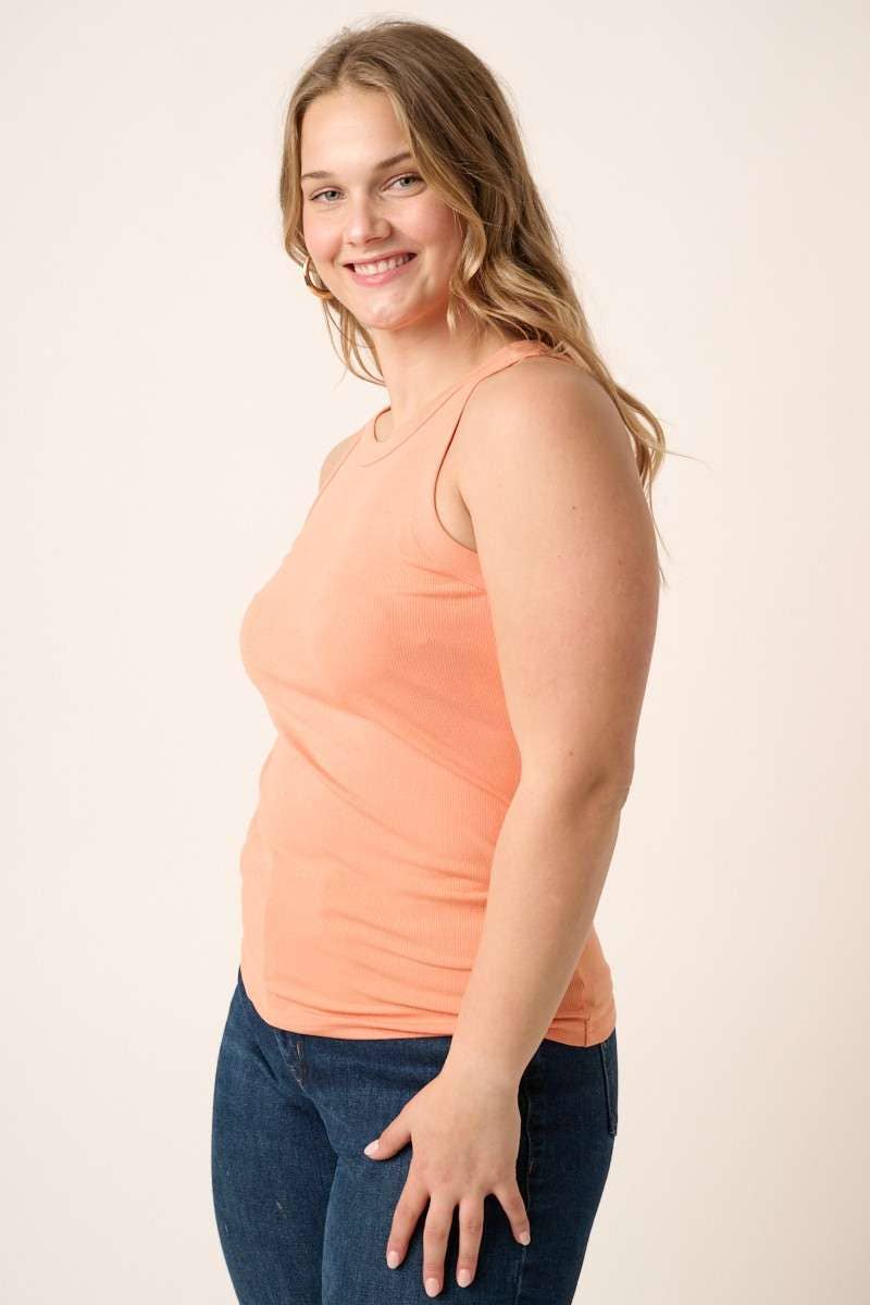 PLUS RIB KNIT ROUND NECK TANK