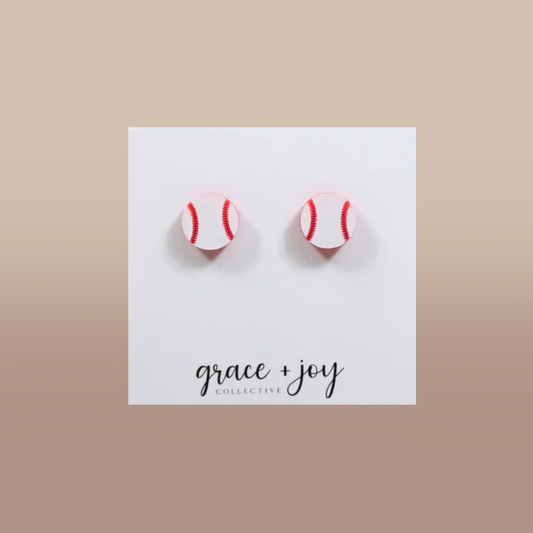 Baseball Stud Earring, Acrylic Earrings