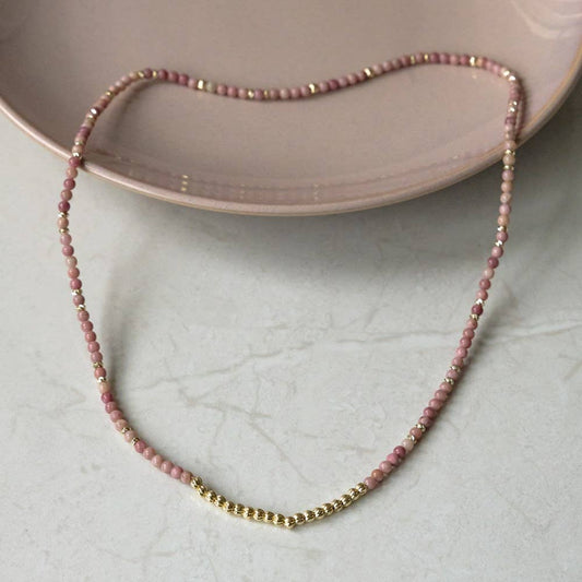 Circuit Loop Necklace/Bracelet-pink rhodonite