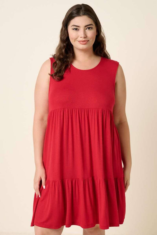 PLUS BAMBOO TIER MINI DRESS *FINAL SALE*