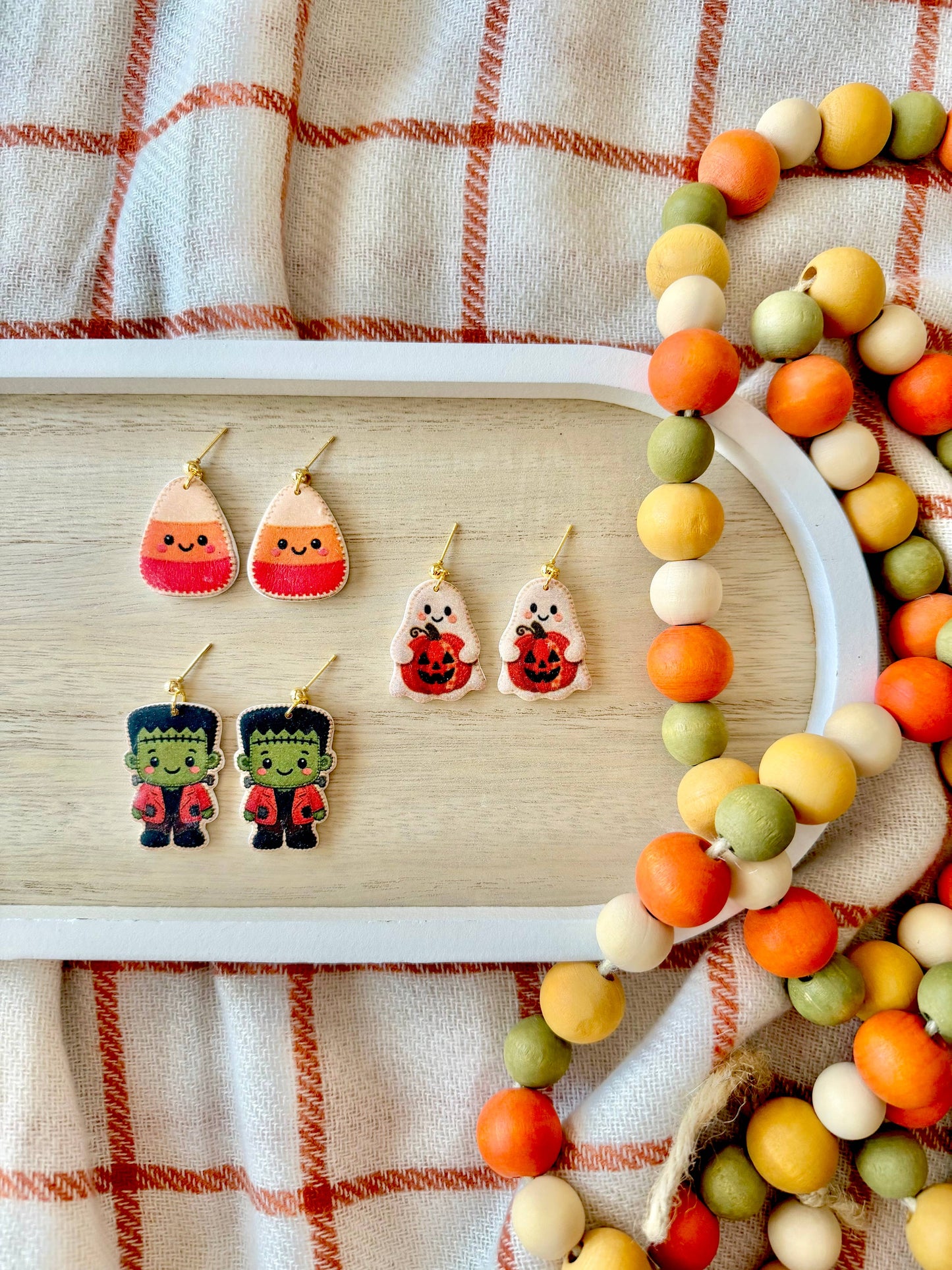 Candy Corn Earrings, Frankenstein Earrings, Ghost Earrings