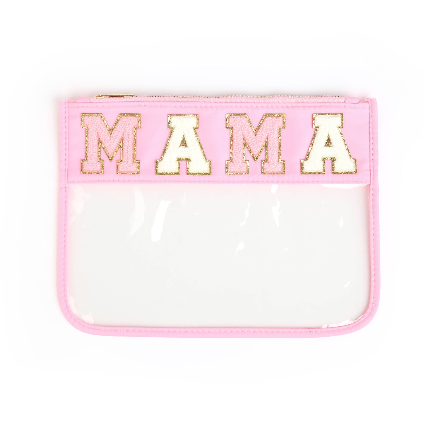 Varsity Letter Patch Clear Zippered Pouch Bag