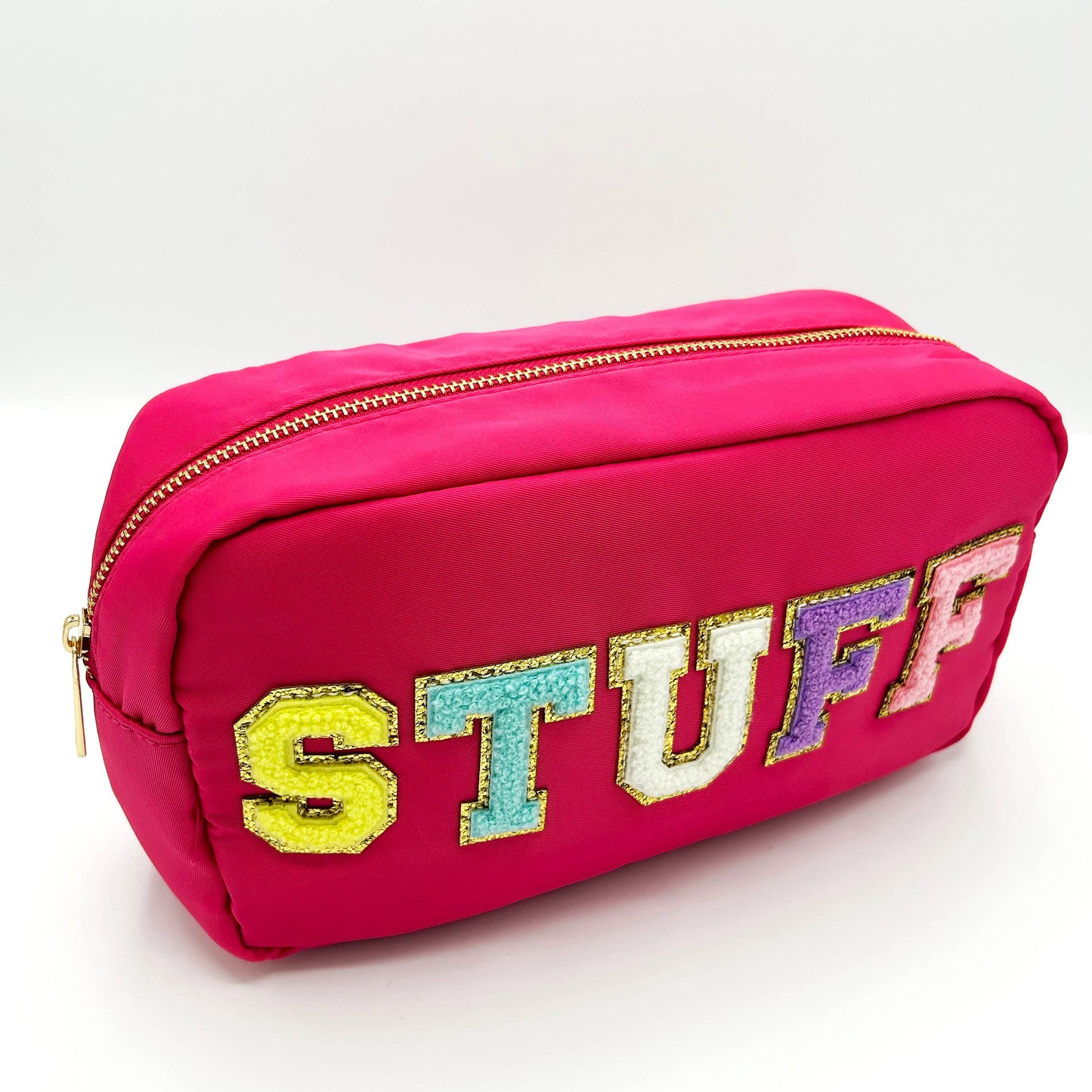 Cosmetic or Toiletry Bag with Varsity Letter Patches