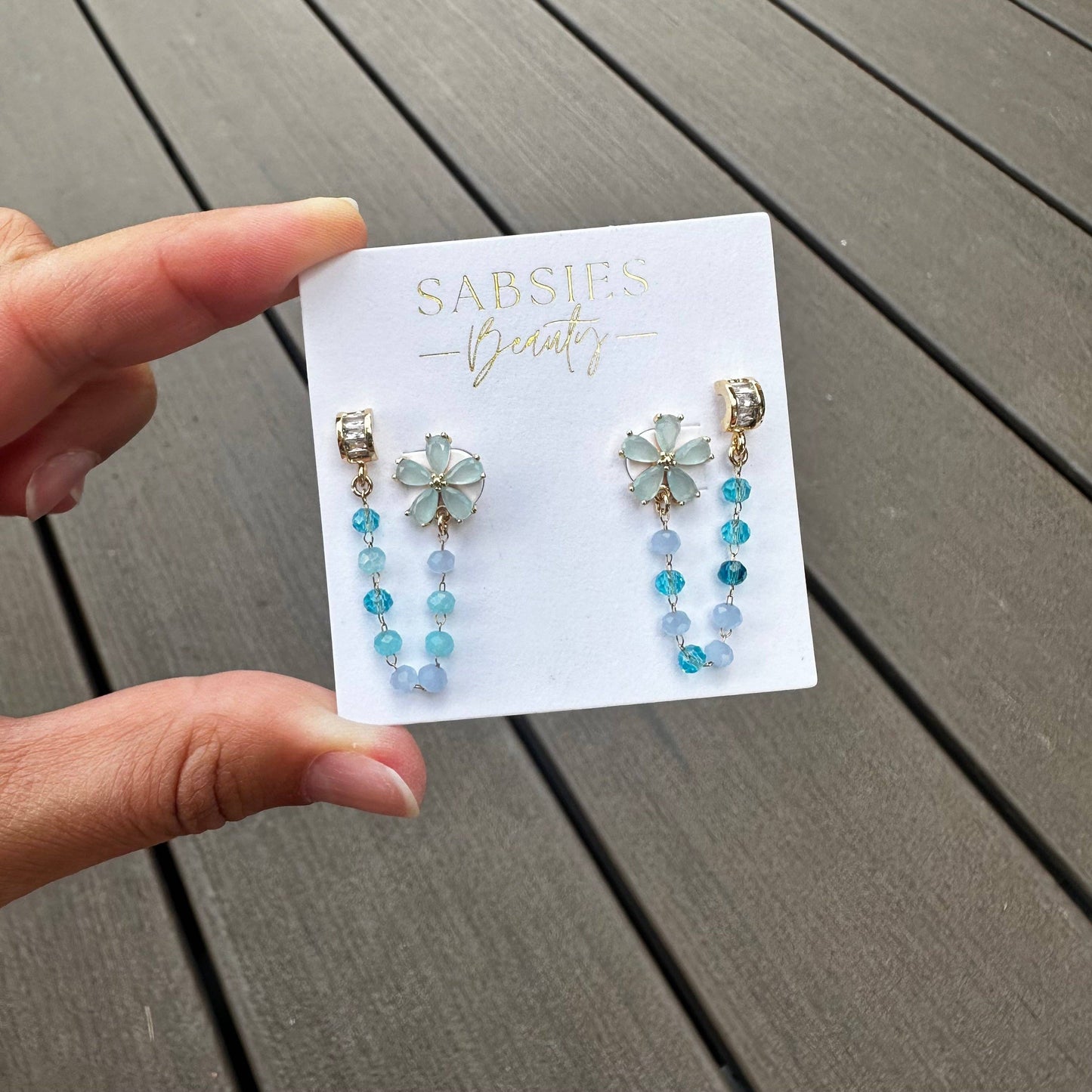 Aqua Blue Flower Stud