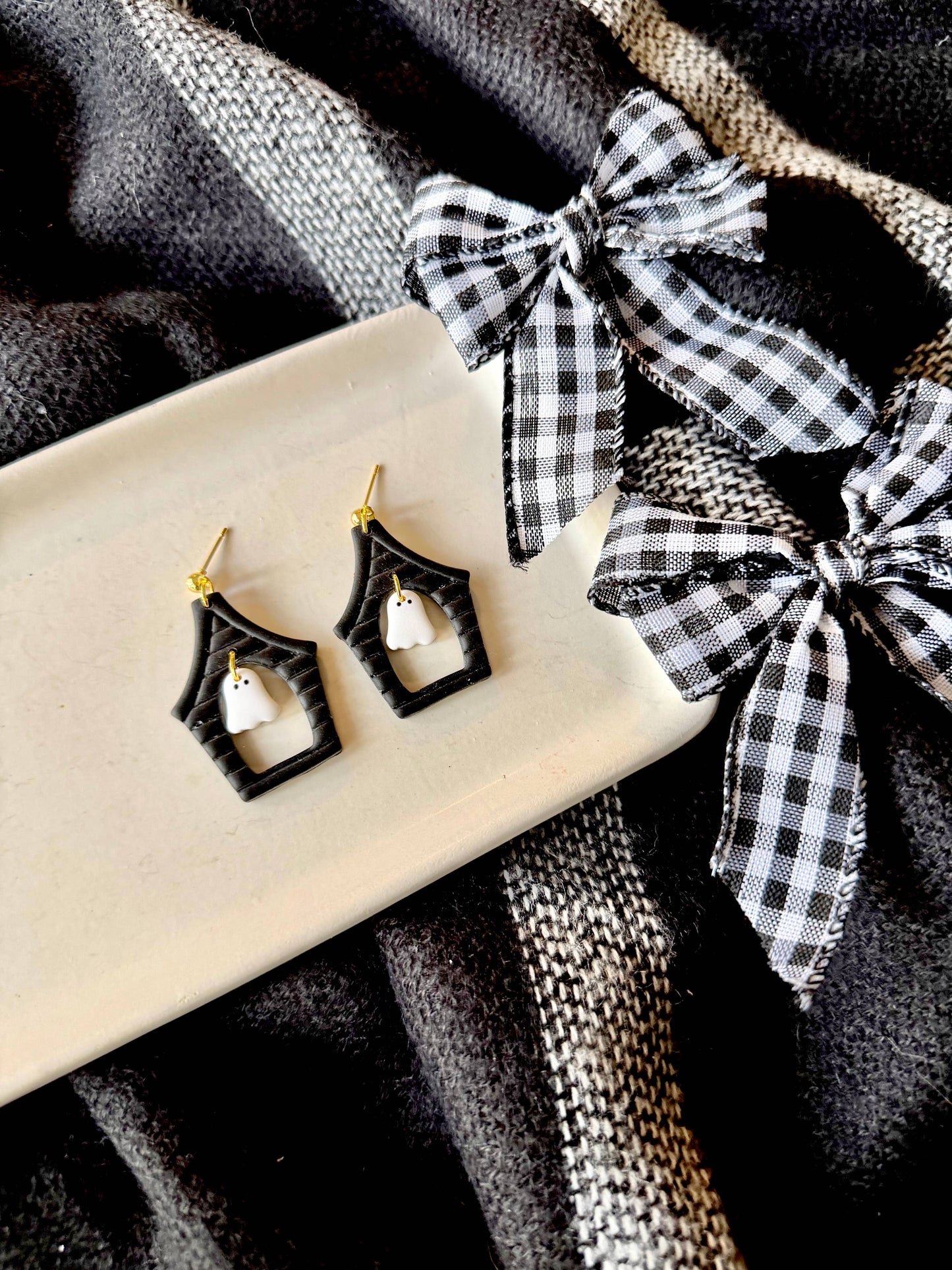 Haunted House Earrings, Halloween Earrings, Spooky Earrings